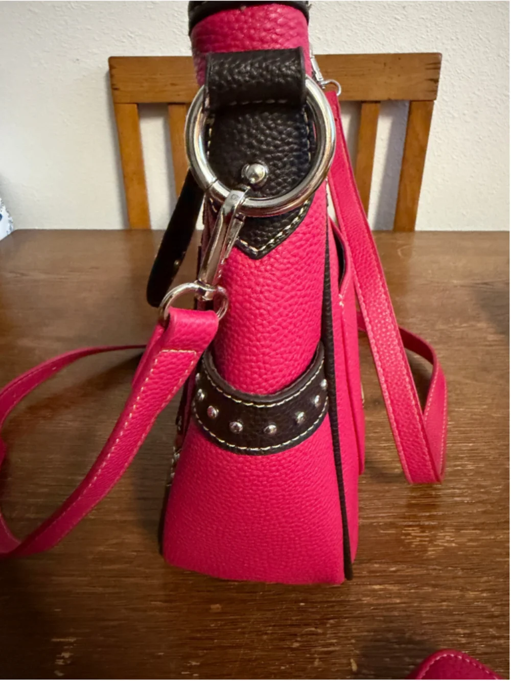 American Bling Pink Western Crossbody Purse & Matching Wallet Set Rhinestone Stu